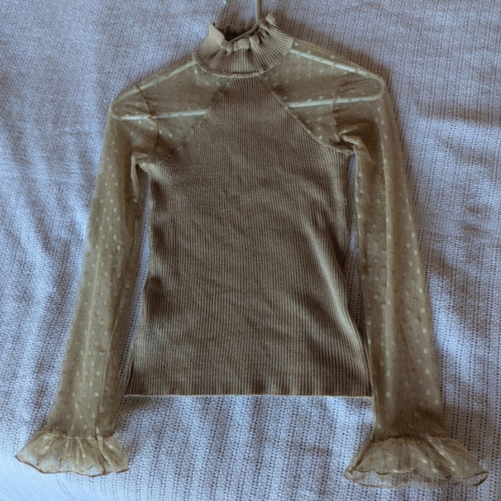 Almost Famous Sheer Beige Blouse